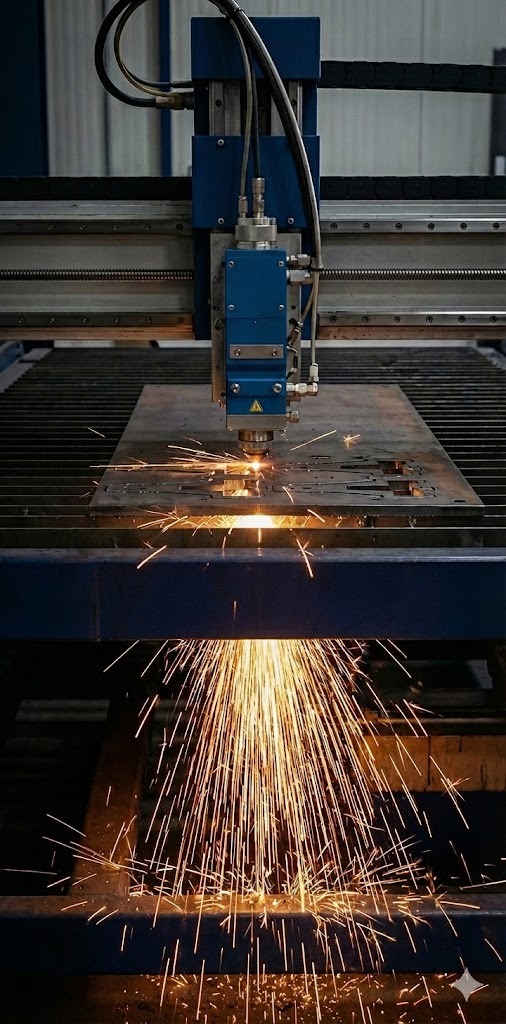 Máquina de corte láser de fibra óptica en operación